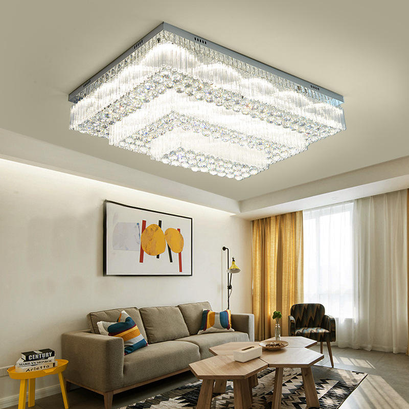 Crystal Ceiling Light - Square Tiered